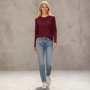 J. Crew Long Sleeve Everyday Tee Burgundy Size Large